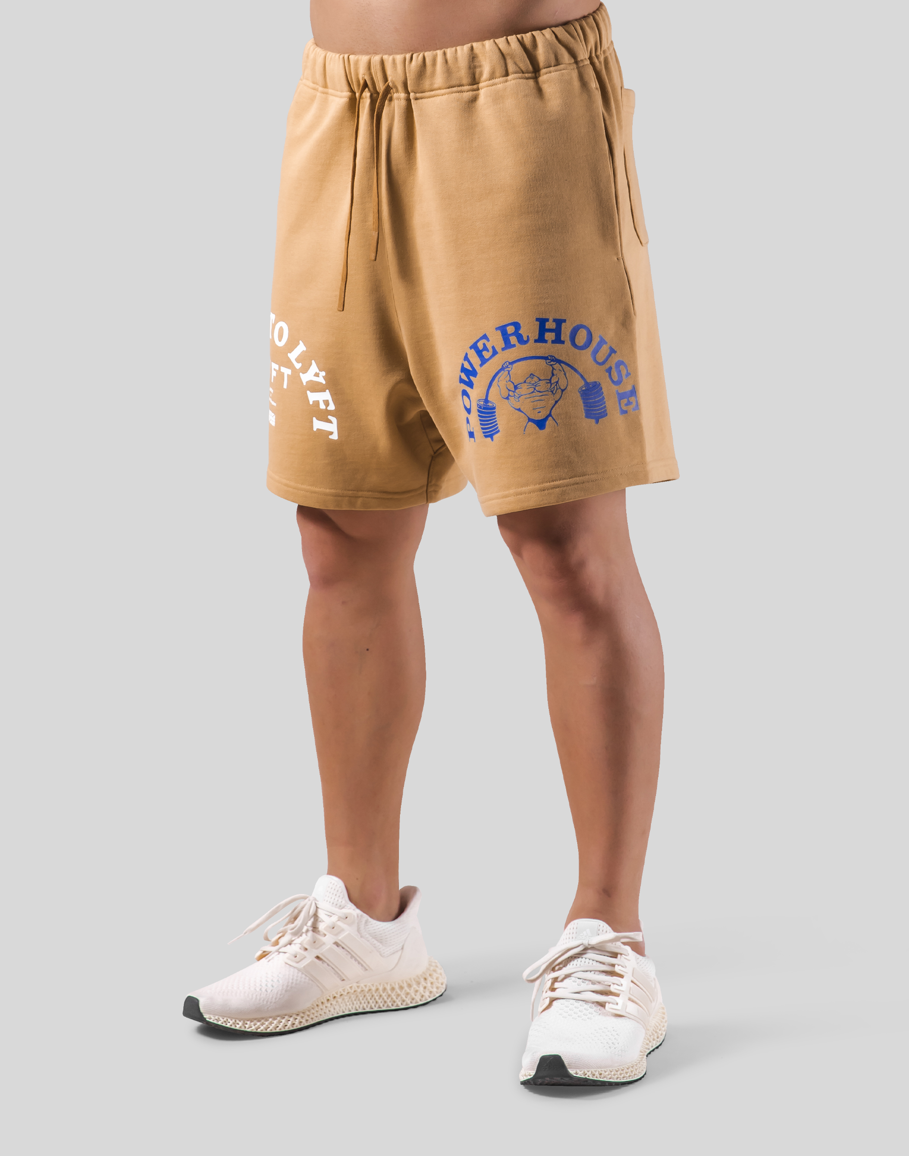 LÝFT × Power House Gym Sweat Shorts - Beige