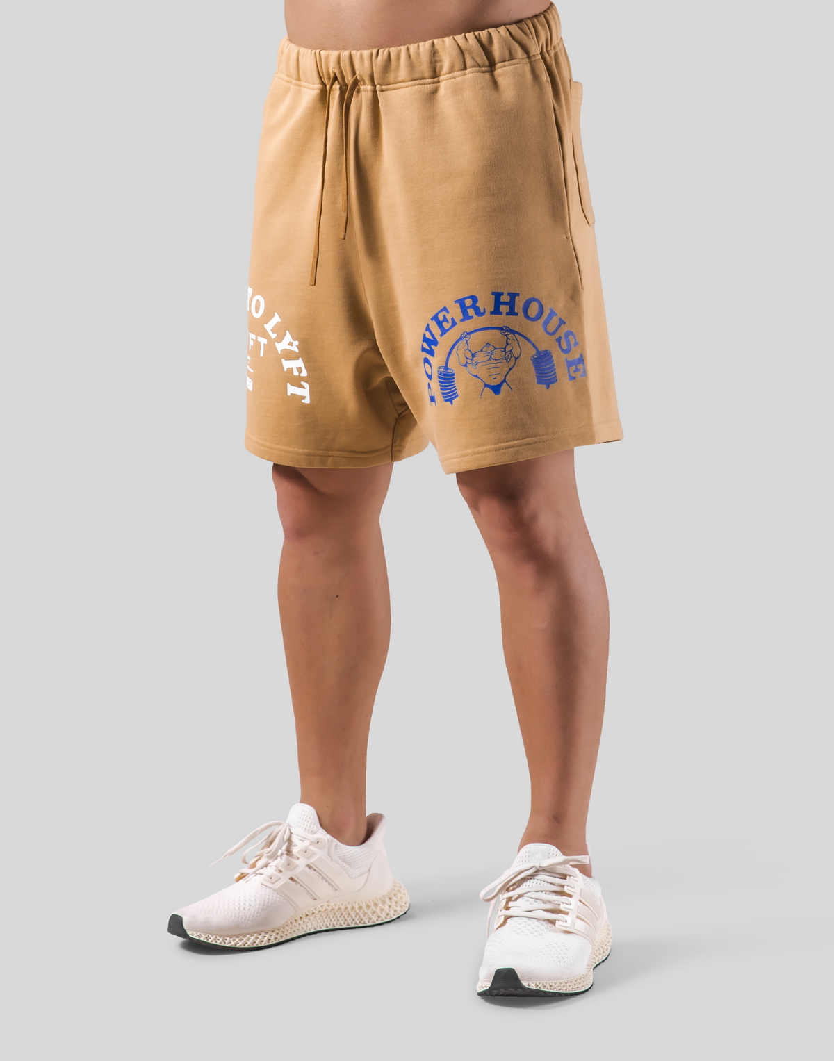 LÝFT × Power House Gym Sweat Shorts - Beige