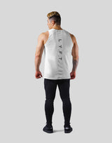 Back Mesh Pattern Stretch Tanktop - White