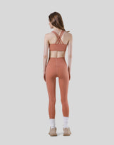 Woven Label Double Cross Strap Bratop - Coral