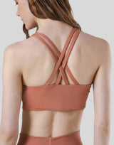 Woven Label Double Cross Strap Bratop - Coral