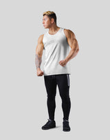 Back Mesh Pattern Stretch Tanktop - White