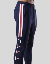 Stripe Logo Half Cut 3 Line Pants - Navy