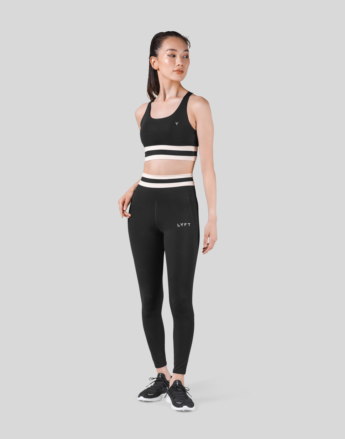 Stripe Cross Strap Bratop - Black