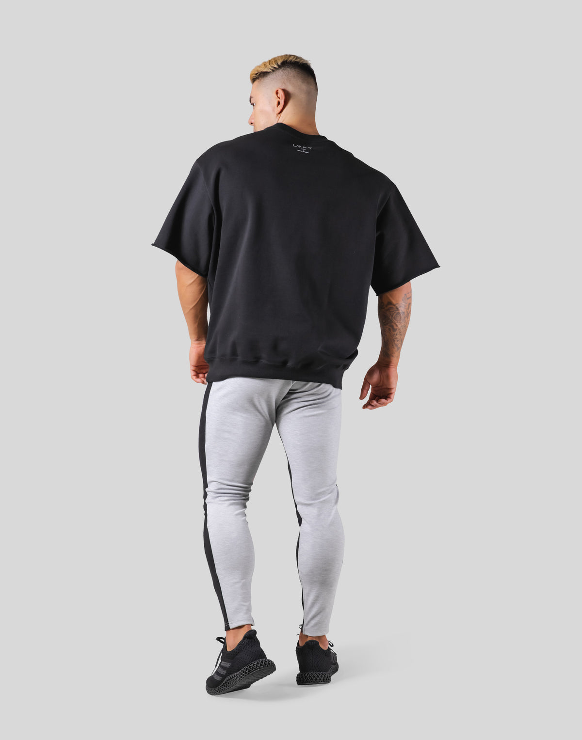Neck Paint Sweat Big T-Shirt - Black