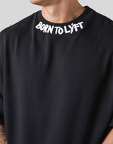 Neck Paint Sweat Big T-Shirt - Black