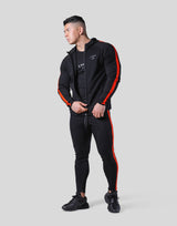 One Line Stretch Zip-Up Hoodie - Black