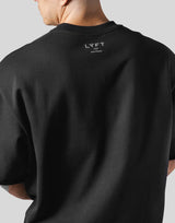 Neck Paint Sweat Big T-Shirt - Black
