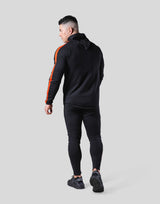 One Line Stretch Zip-Up Hoodie - Black