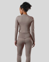 Stretch Slim Long Sleeve T-Shirt - Light Brown