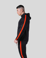 One Line Stretch Zip-Up Hoodie - Black