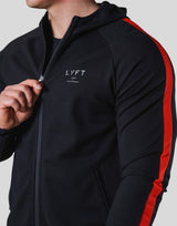 One Line Stretch Zip-Up Hoodie - Black