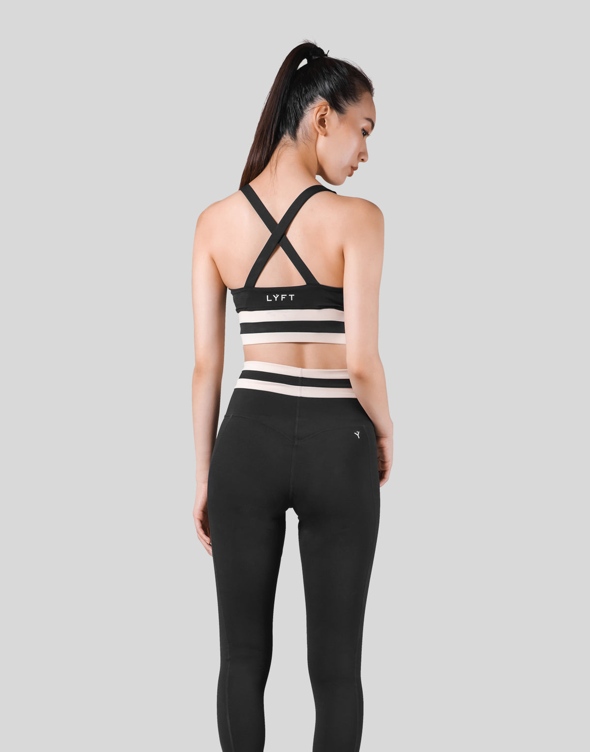 Stripe Cross Strap Bratop - Black