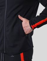 One Line Stretch Zip-Up Hoodie - Black