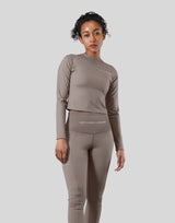 Stretch Slim Long Sleeve T-Shirt - Light Brown