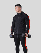 One Line Stretch Zip-Up Hoodie - Black