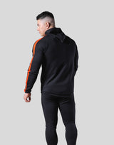 One Line Stretch Zip-Up Hoodie - Black
