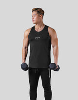 Back Mesh Pattern Stretch Tanktop - Black