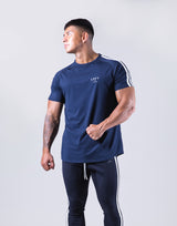 Slim Fit 2 Line T-Shirt - Navy/White