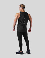 Back Mesh Pattern Stretch Tanktop - Black