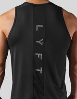 Back Mesh Pattern Stretch Tanktop - Black