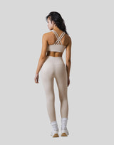 Woven Label Double Cross Strap Bratop - Ivory