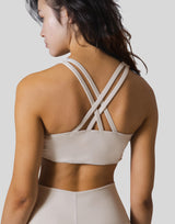 Woven Label Double Cross Strap Bratop - Ivory