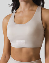 Woven Label Double Cross Strap Bratop - Ivory