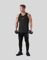Back Mesh Pattern Stretch Tanktop - Black