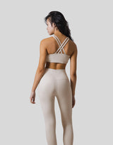 Woven Label Double Cross Strap Bratop - Ivory