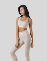 Woven Label Double Cross Strap Bratop - Ivory