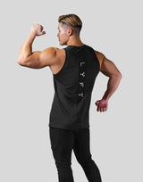 Back Mesh Pattern Stretch Tanktop - Black