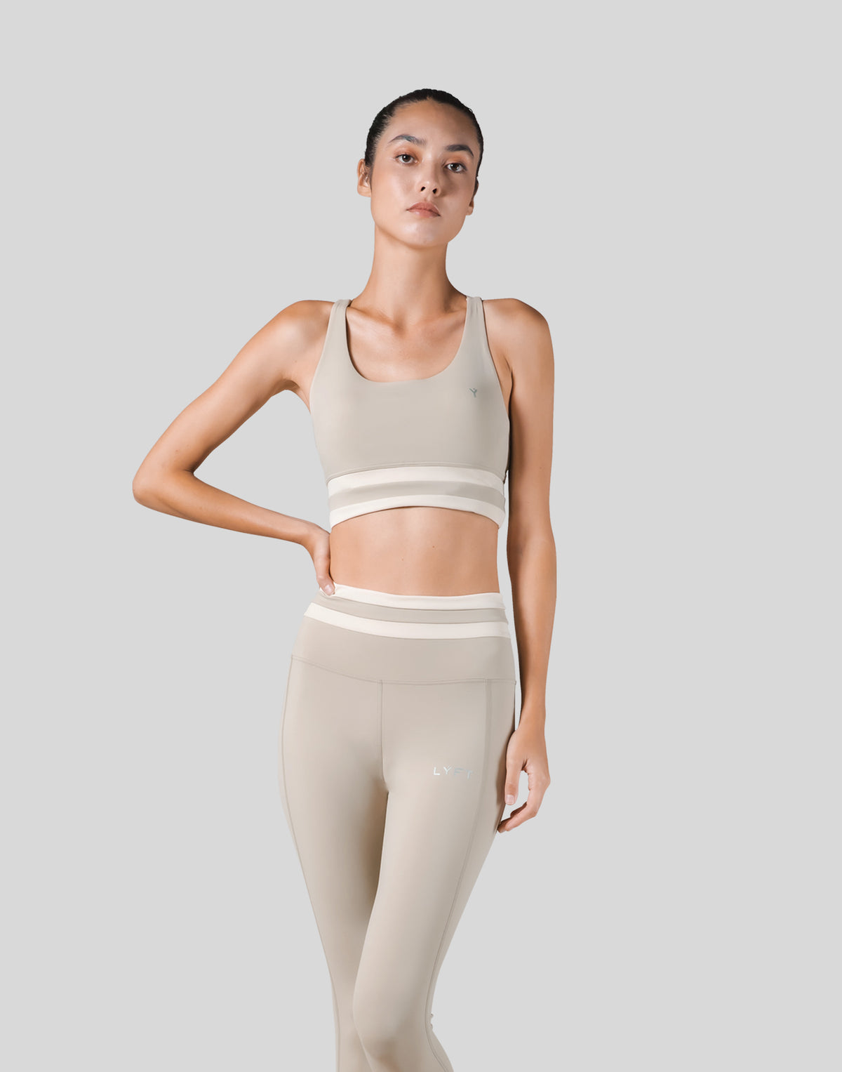 Stripe Cross Strap Bratop - Beige