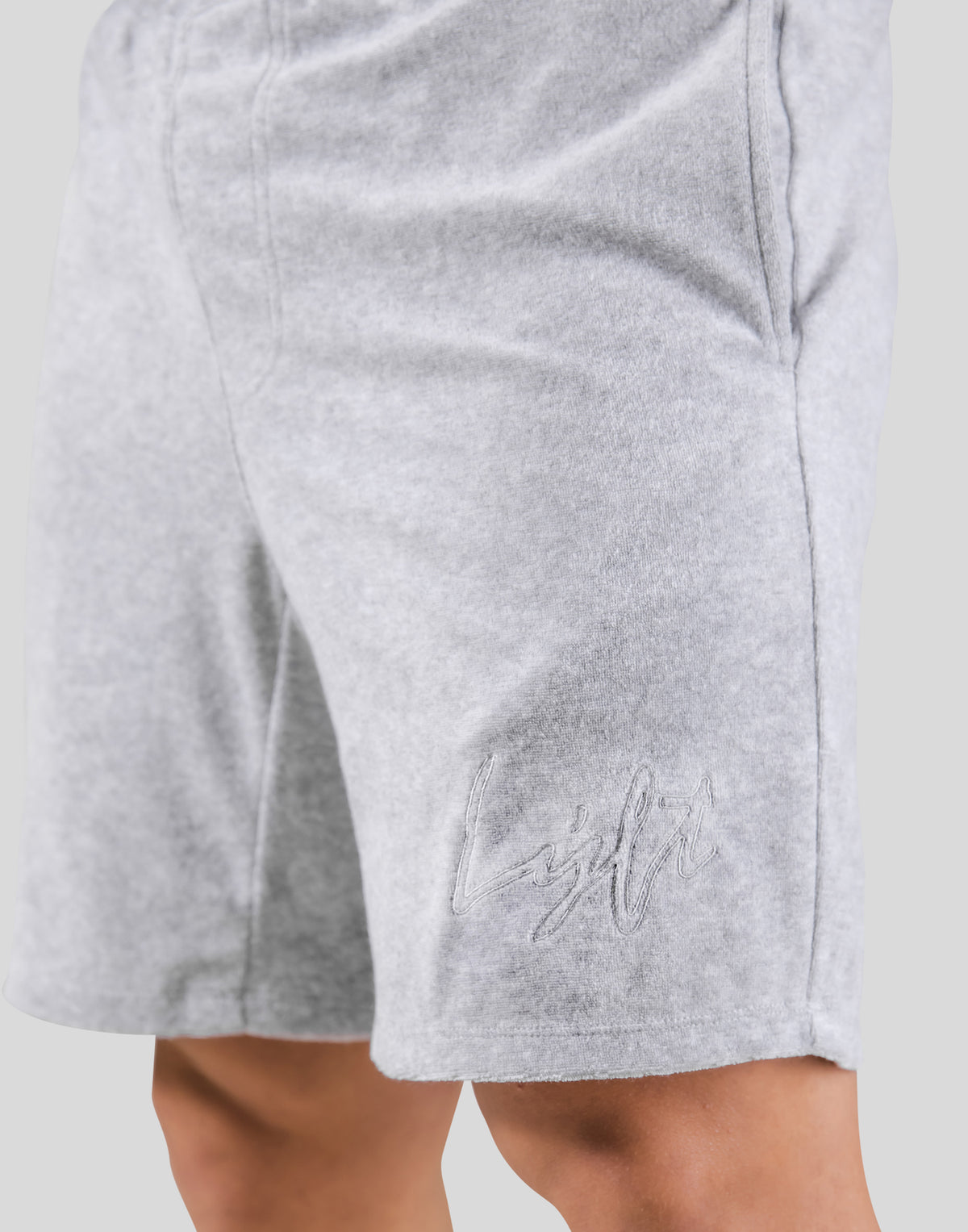 Script Logo Pile Shorts - Grey