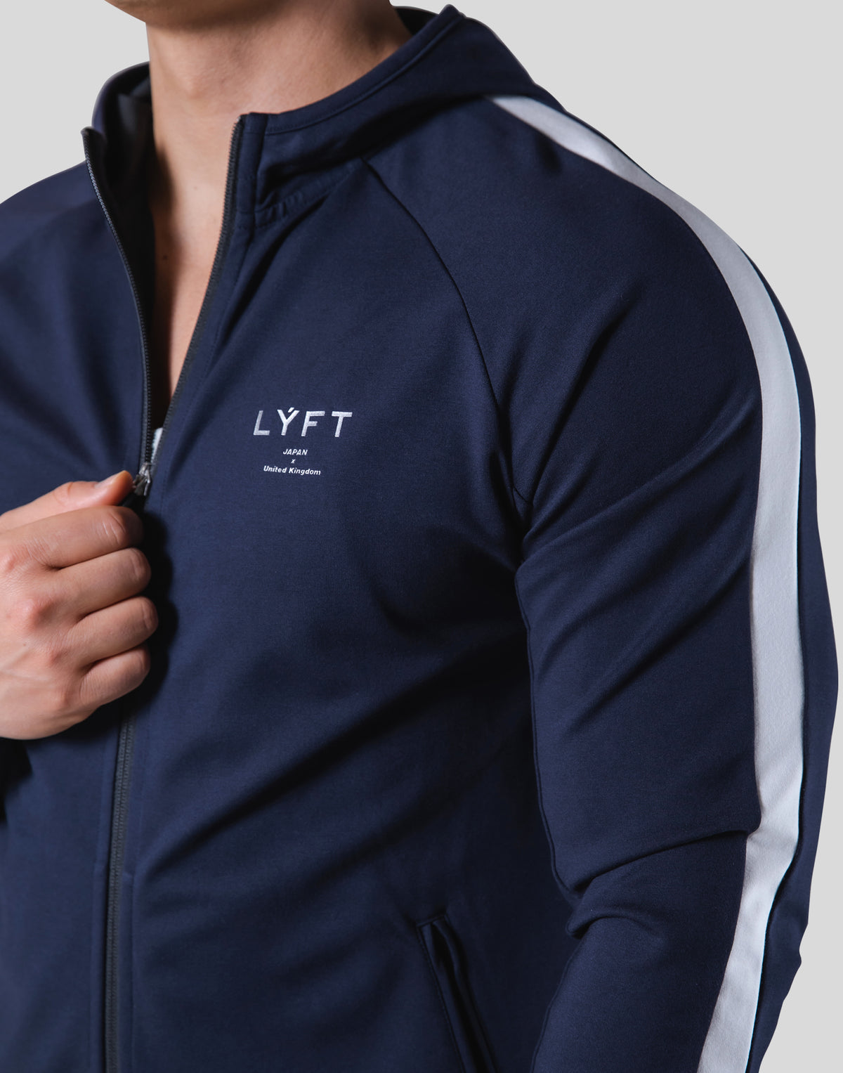 One Line Stretch Zip-Up Hoodie - Navy