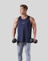 Back Mesh Pattern Stretch Tanktop - Navy