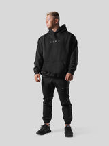 Logo Stitch Oversize Sweat Hoodie - Black