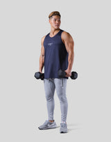 Back Mesh Pattern Stretch Tanktop - Navy