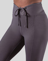 Ribbed Lace-Up Leggings - Ash Grey