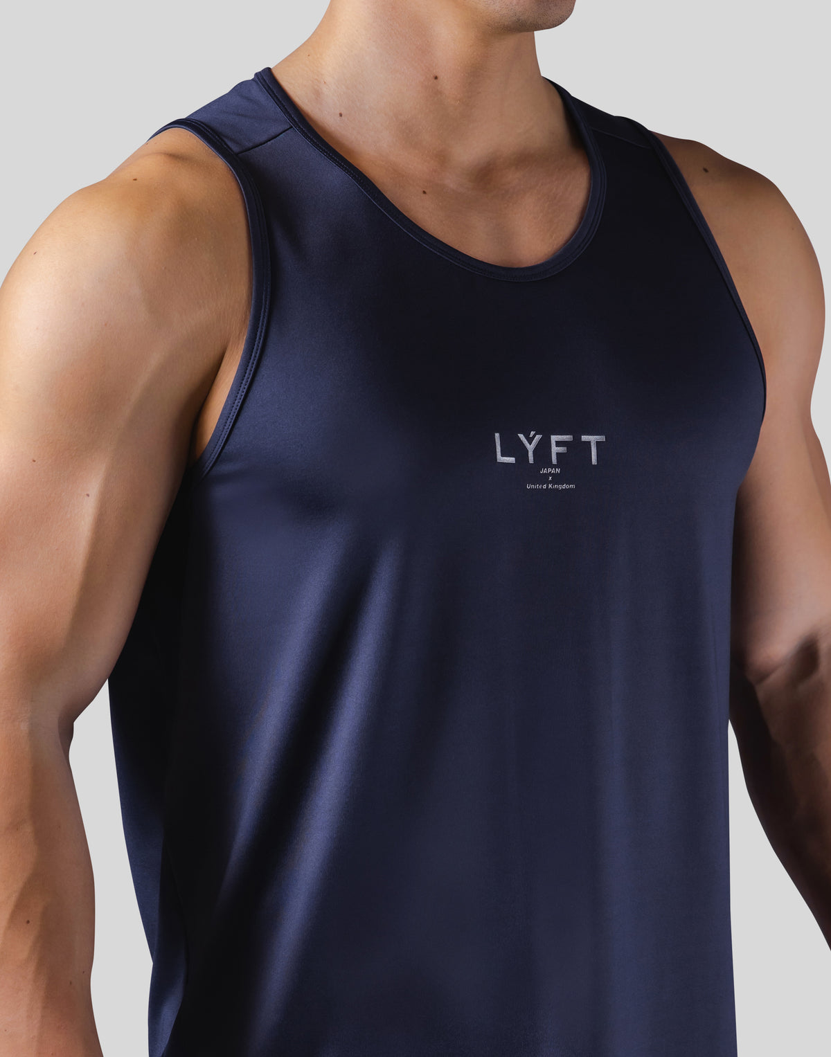 Back Mesh Pattern Stretch Tanktop - Navy