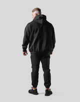 Logo Stitch Oversize Sweat Hoodie - Black