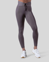 Ribbed Lace-Up Leggings - Ash Grey
