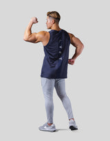 Back Mesh Pattern Stretch Tanktop - Navy