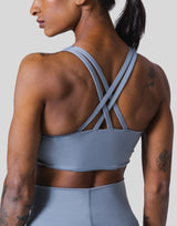 Woven Label Double Cross Strap Bratop - L.Blue