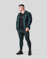 One Line Stretch Zip-Up Hoodie - Green