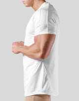 Side Mesh Stretch T-Shirt - White
