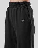 Wide Rib Sweat Pants - Black