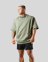 Neck Paint Sweat Big T-Shirt - Olive