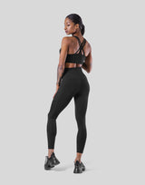 Woven Label Double Cross Strap Bratop - Black