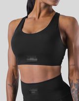 Woven Label Double Cross Strap Bratop - Black